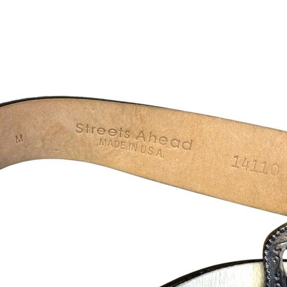 Streets Ahead vintage cowhide turquoise southwestern leather belt medium - Picture 5 of 10